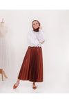 Women'S Leather Looking Pleated Liner Lined Skirt PN:6023028 Modayseli