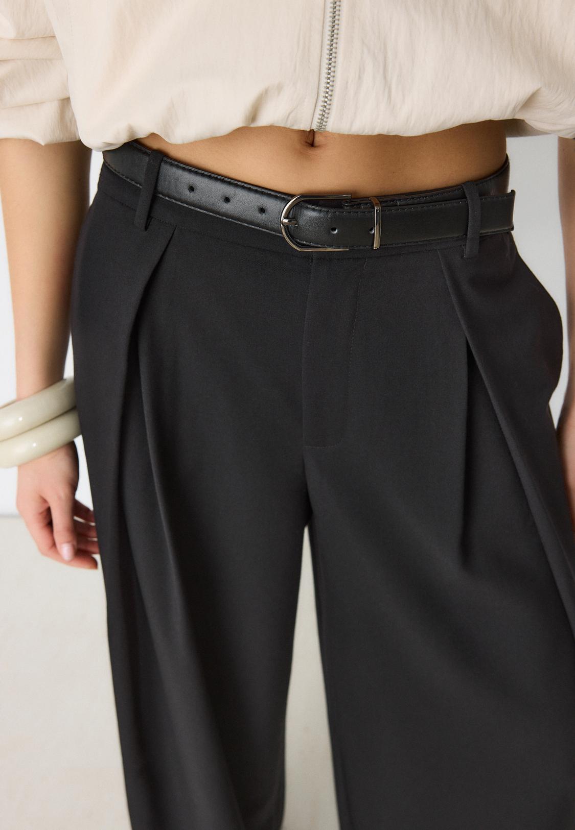 Maxi-dart trousers with belt