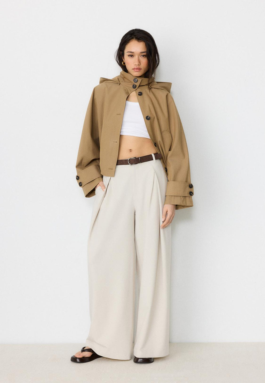 Maxi-dart trousers with belt