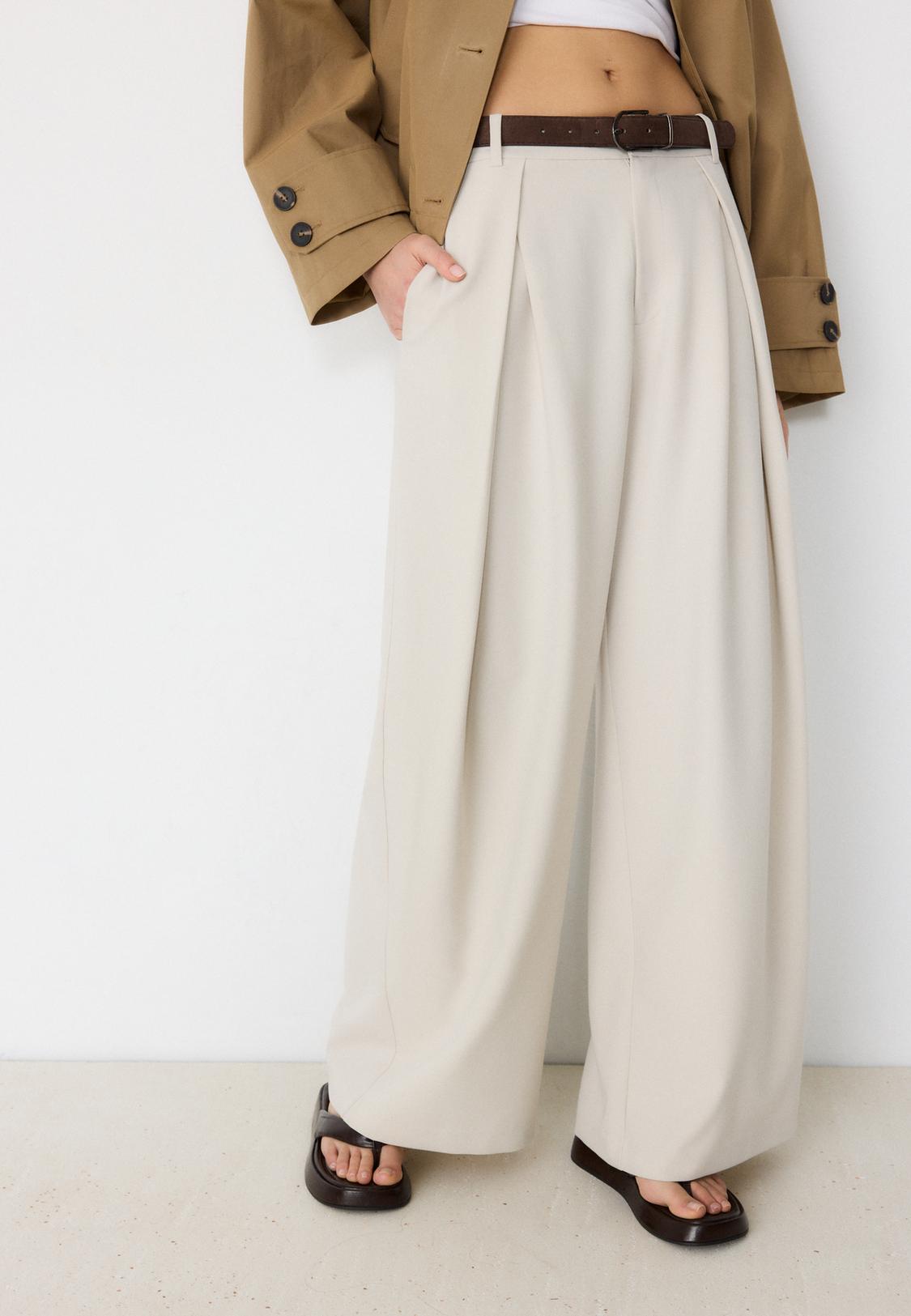 Maxi-dart trousers with belt