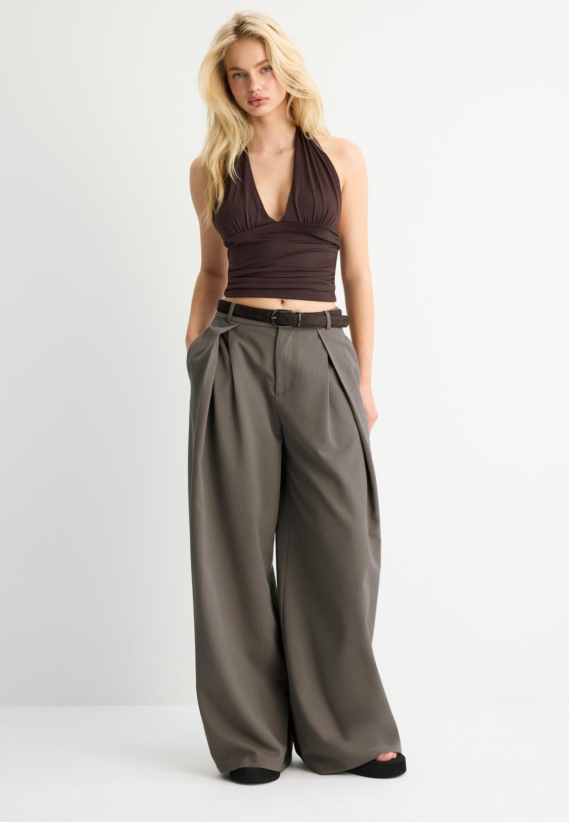 Maxi-dart trousers with belt