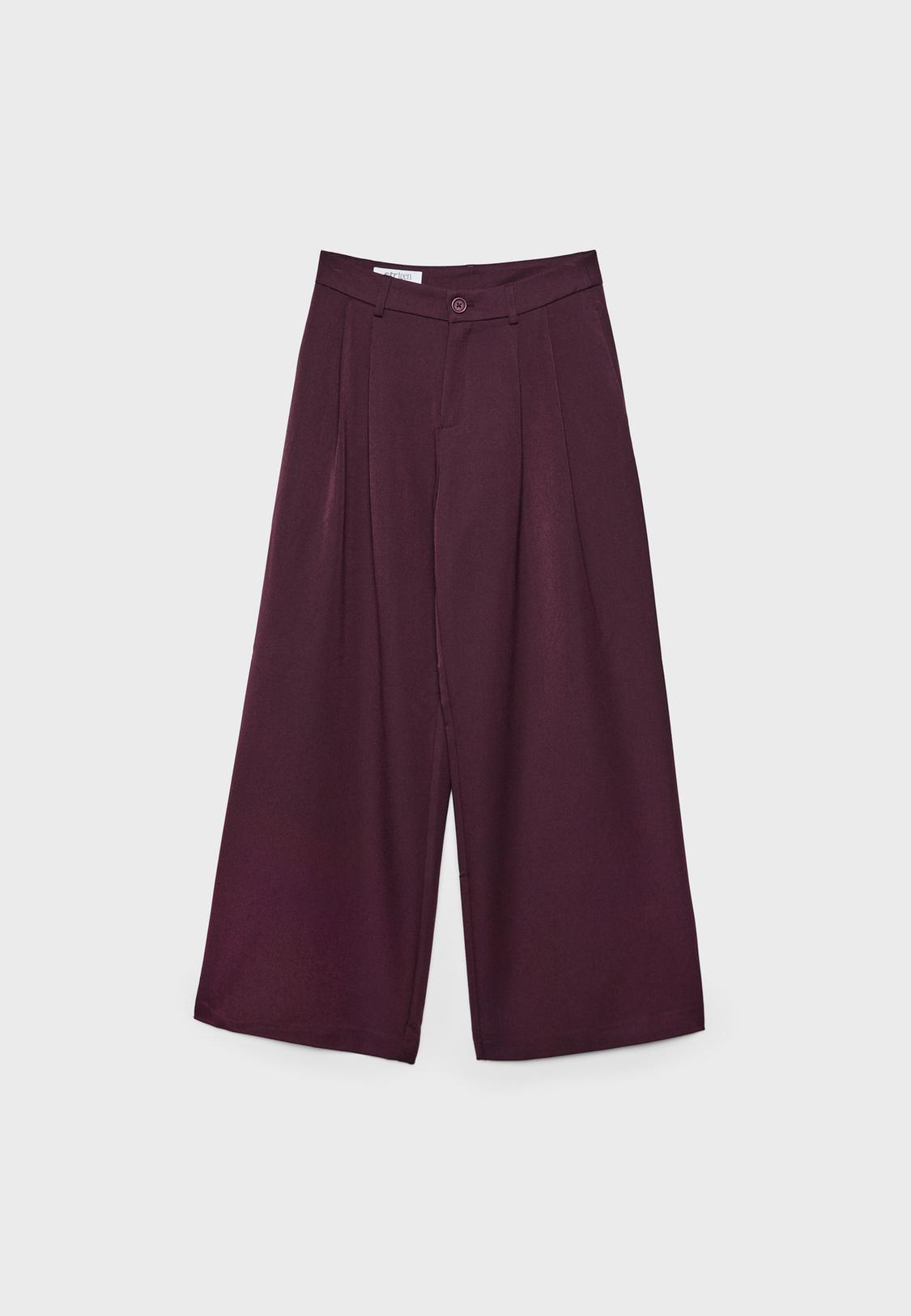 Wide-leg tailored trousers with darts