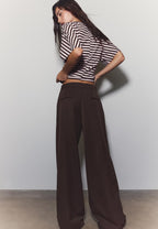 Wide-leg tailored trousers with darts