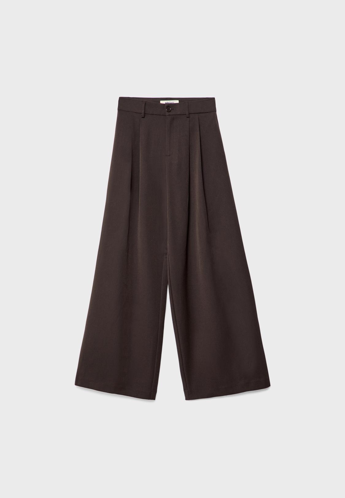 Wide-leg tailored trousers with darts