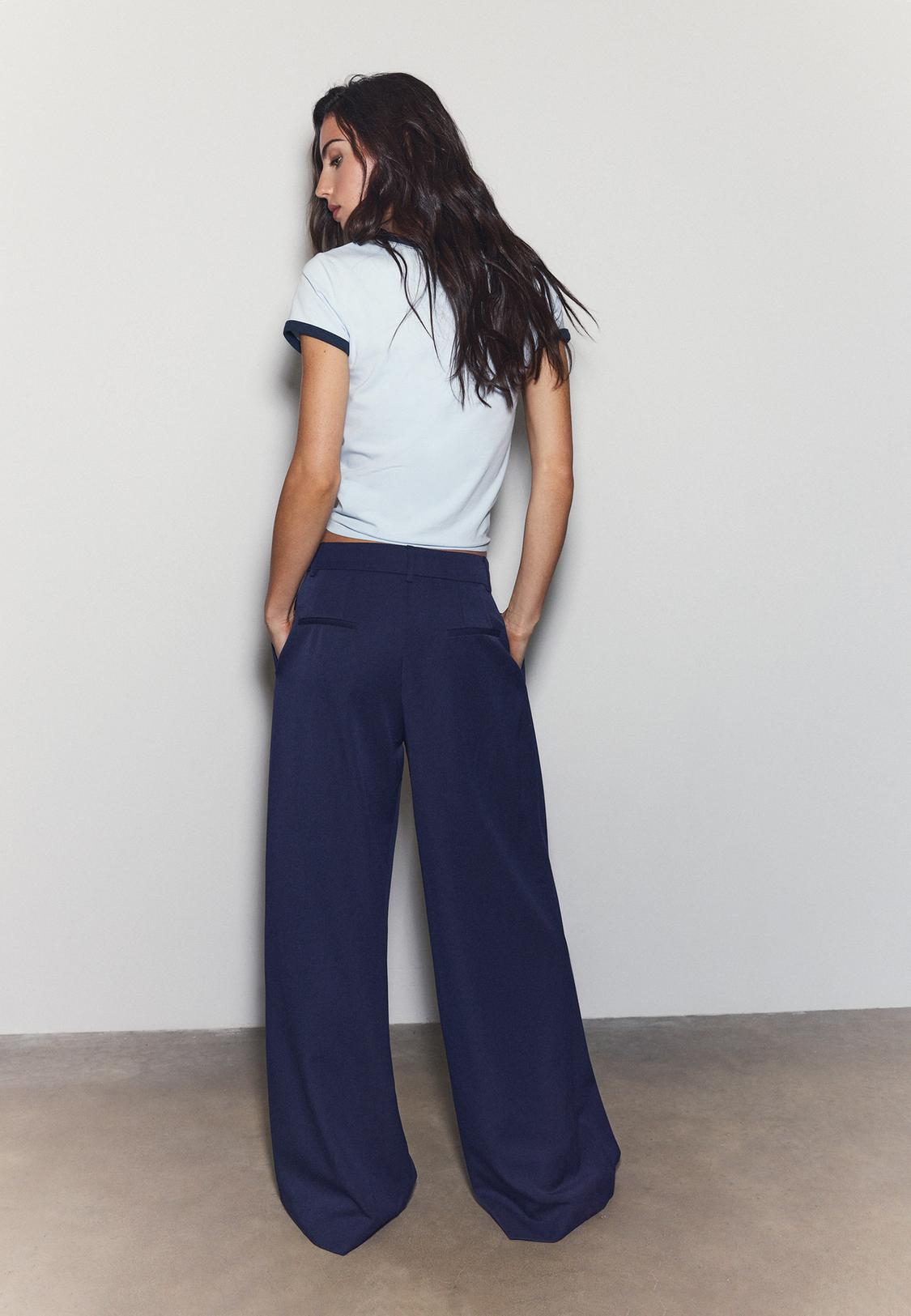 Wide-leg tailored trousers with darts