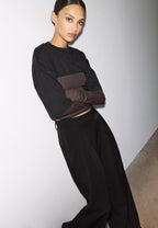Wide-leg tailored trousers with darts