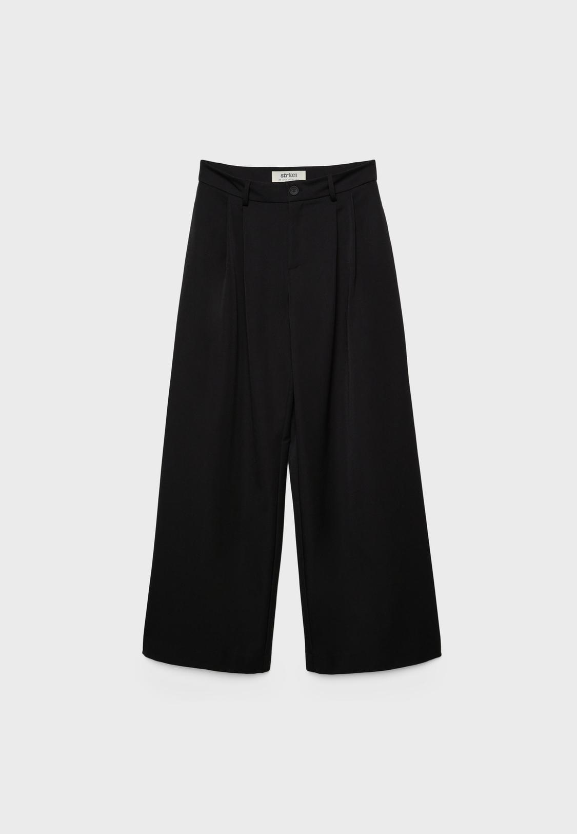 Wide-leg tailored trousers with darts