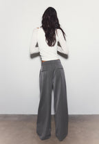 Wide-leg tailored trousers with darts