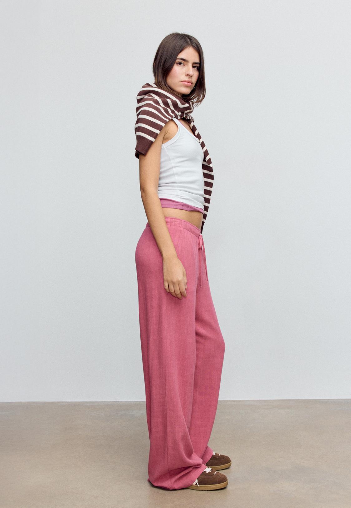 Flowing linen-effect trousers