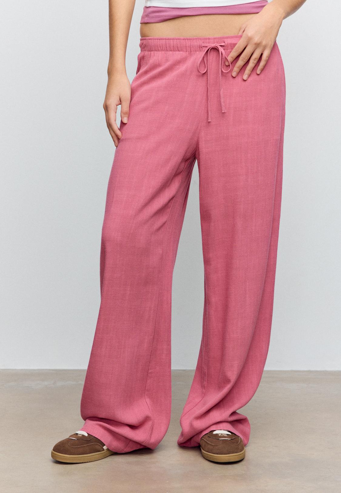 Flowing linen-effect trousers