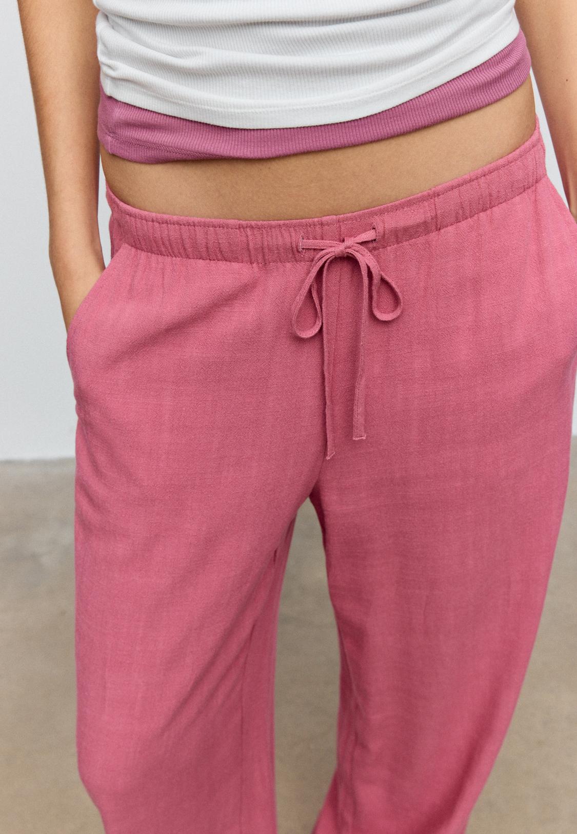 Flowing linen-effect trousers