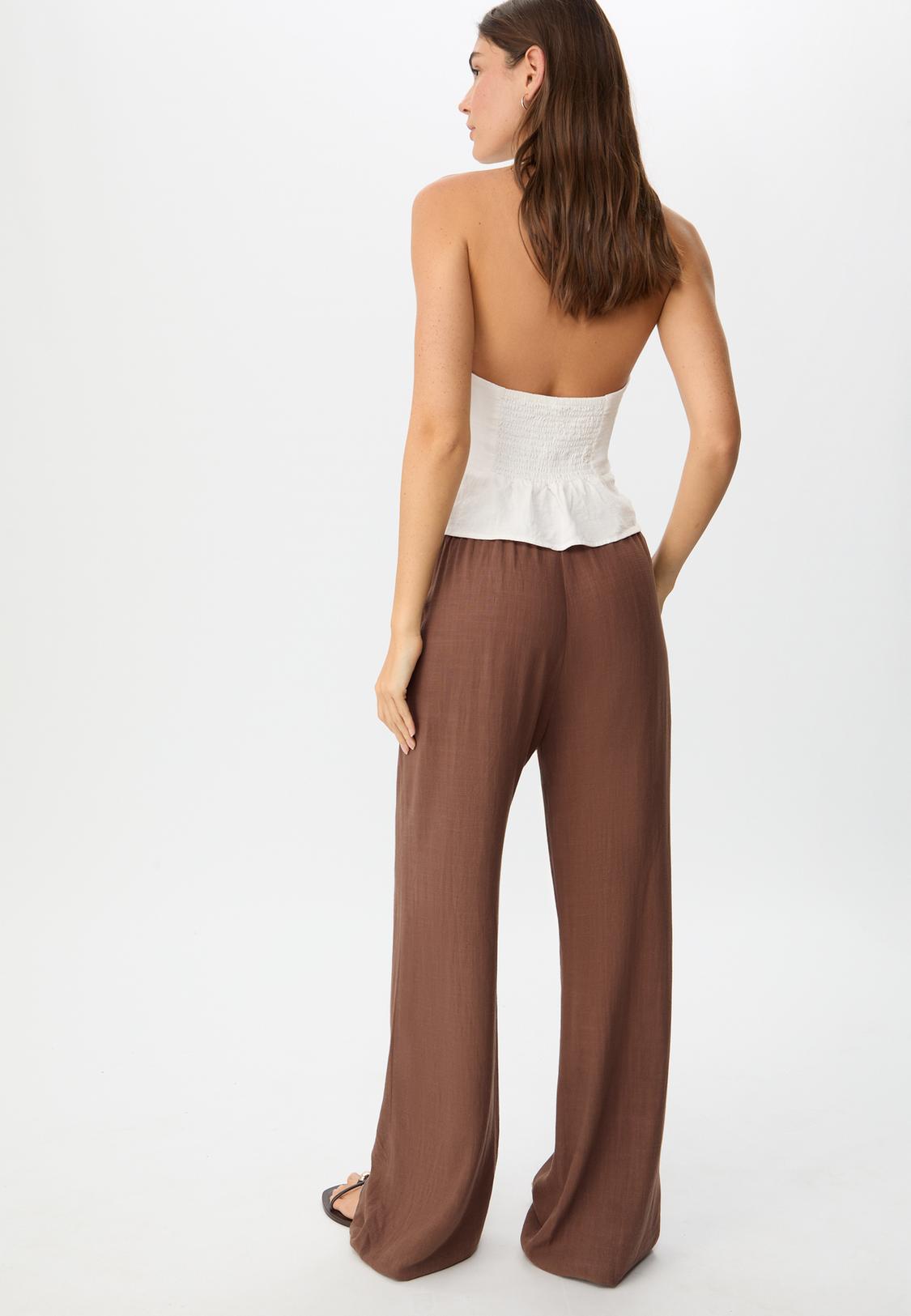Flowing linen-effect trousers