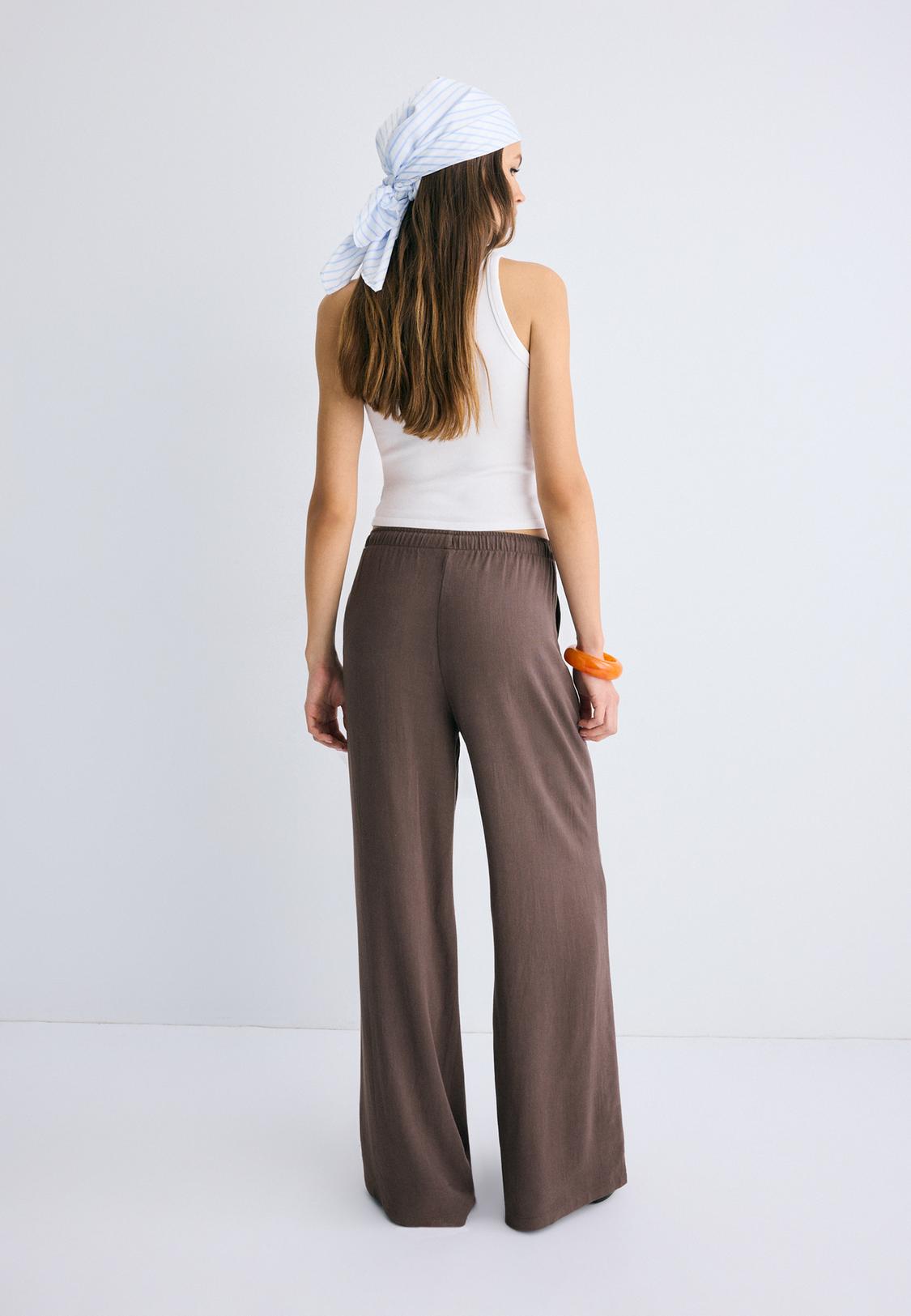 Flowing linen-effect trousers