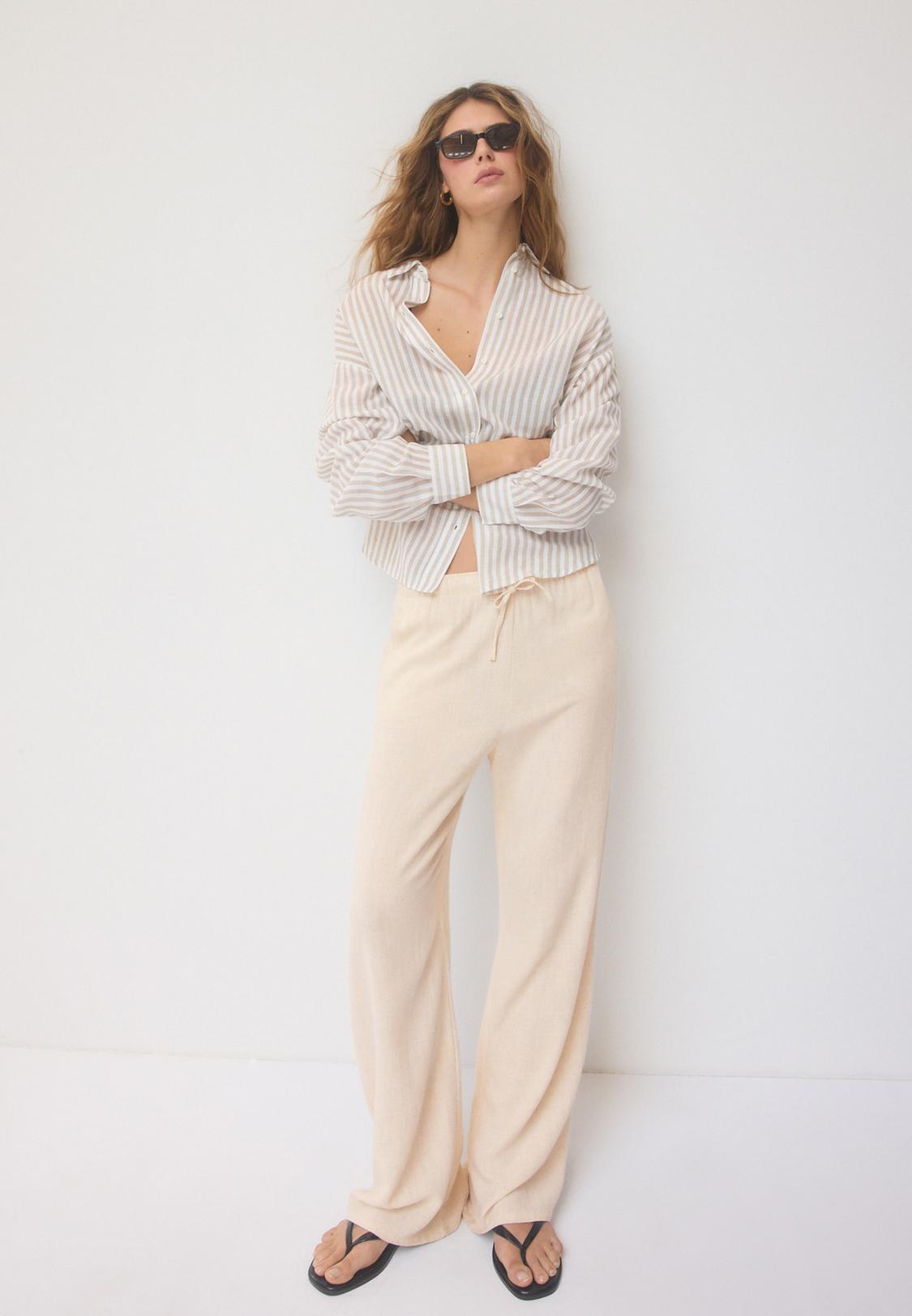 Flowing linen-effect trousers