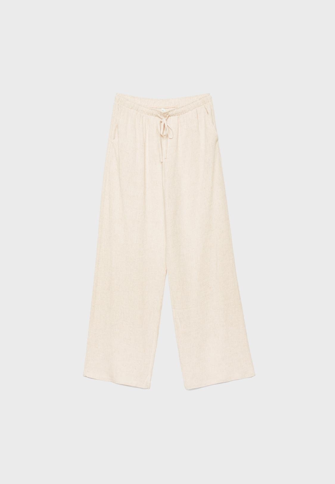 Flowing linen-effect trousers