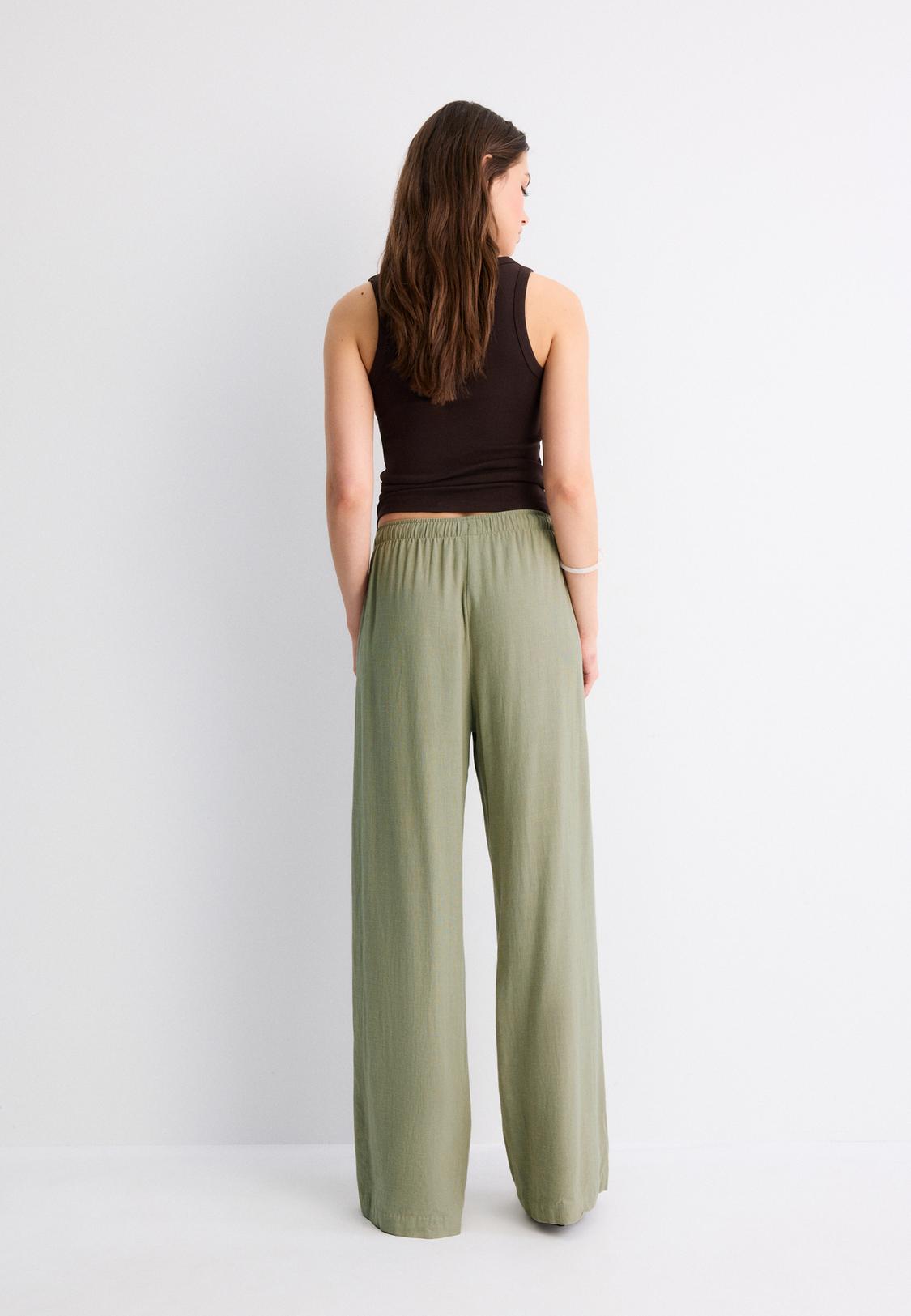 Flowing linen-effect trousers