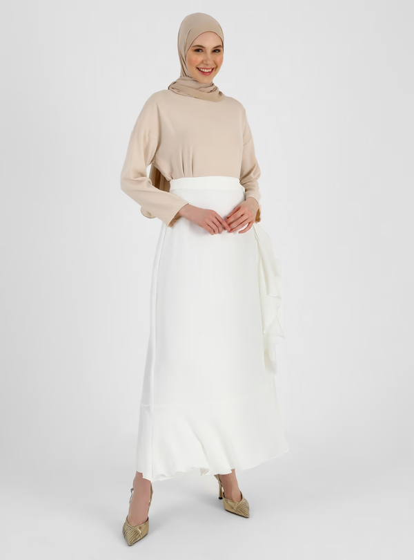 Aerobin Skirt With Flywheel Detail Off White - Refka