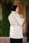 Wool coat with waist belt