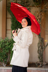 Wool coat with waist belt