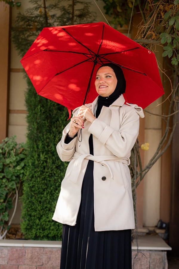 Wool coat with waist belt