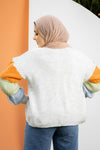 كارديجان تريكو اوفر سايز بأكمام ملونة