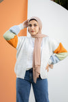 كارديجان تريكو اوفر سايز بأكمام ملونة