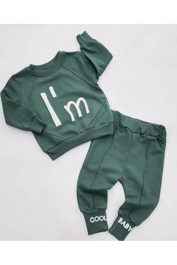 I'm Cool Baby Patterned Green Baby Bottom Top Suit