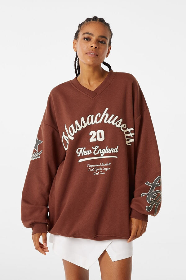 Oversized Plaid Sweatshirt - Bershka
