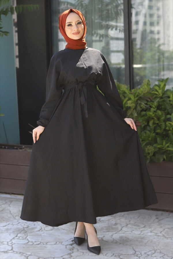 Waist Belted Dress Black