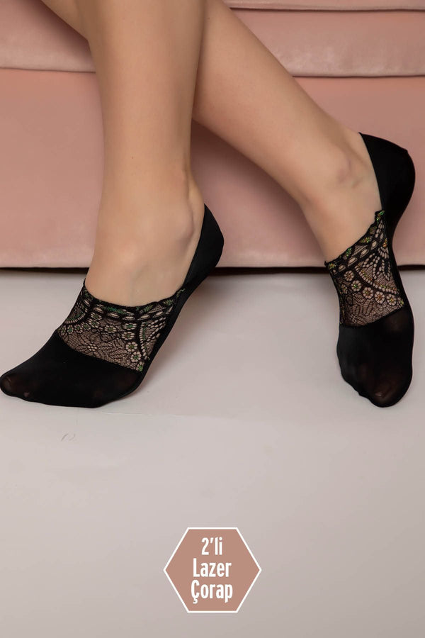 Women's Black 2 Seamless Laser Cut Socks