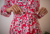 Fuchsia Patterned Dress With A Waist Belt - Instyle