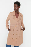 Camel Belted Windbreaker Detailed Long Trench Coat TWOSS21TR0020 PN:6028229